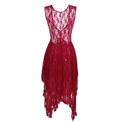 Enchanted Lace Handkerchief-Hem Dress