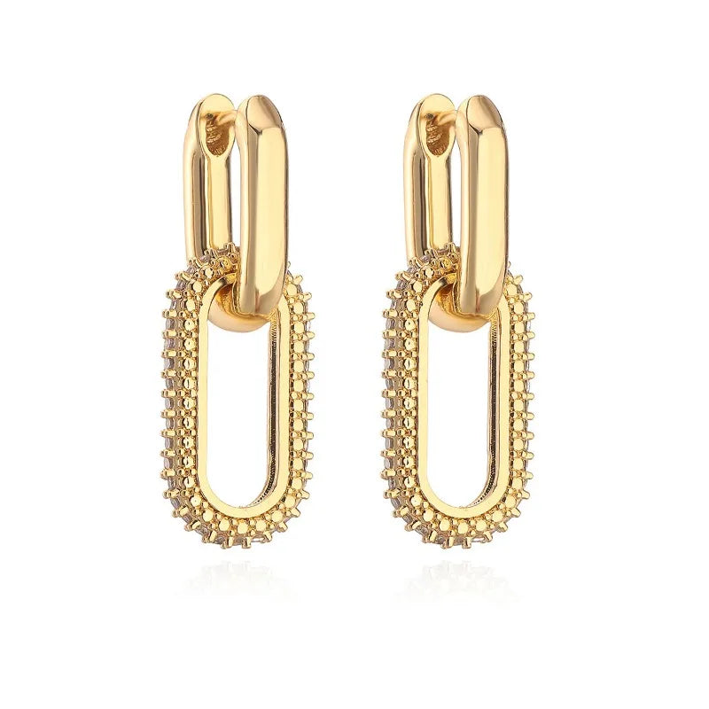 Luminous Spark Rectangle Zircon Earrings