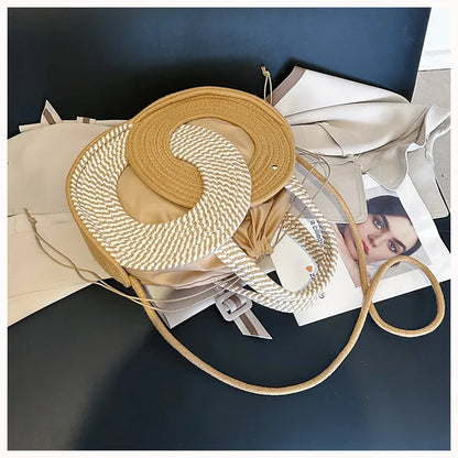 Aura Woven Straw Shoulder Handbag