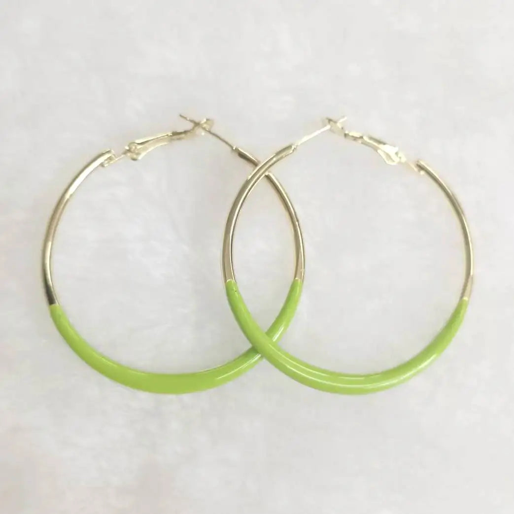 Trendy Enamel Statement Hoop Earrings