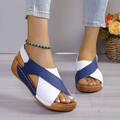 Casual Style Colorblock Wedge Sandals
