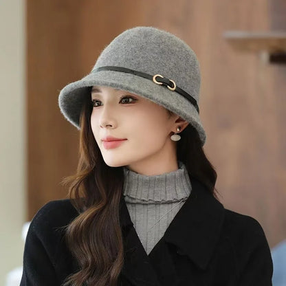 Chic Wool Buckle Cap