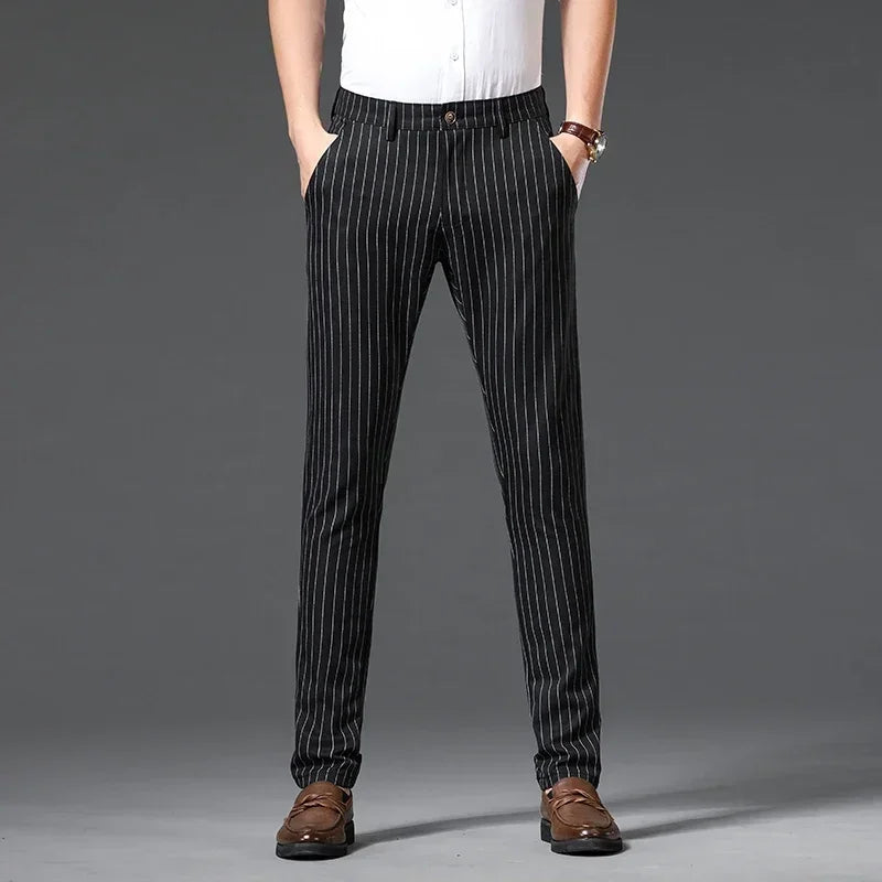 Black Stripe Dress Pants for Men