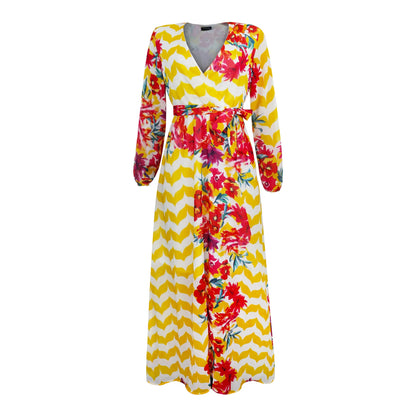 Women's Printed Wrap Maxi Dress