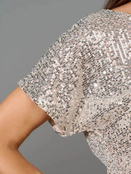 Glittering Sequin Tie Waist Jumpsuit