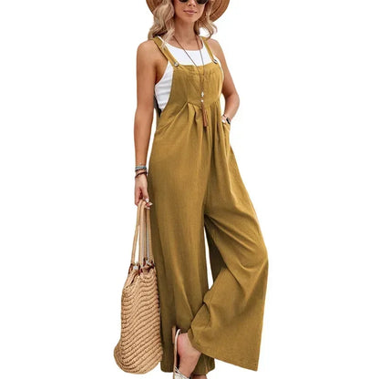 Wide Leg Loose Suspender Jumpsuit