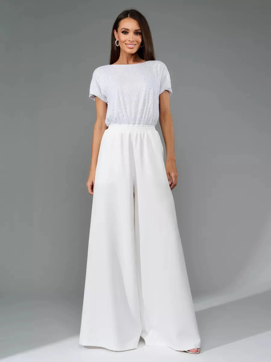 Glittering Sequin Tie Waist Jumpsuit
