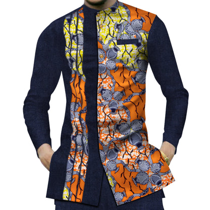 Casual 100% Cotton Mens African  Print Shirt
