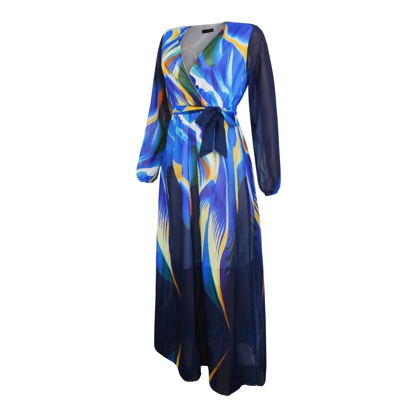 Women's Printed Wrap Maxi Dress