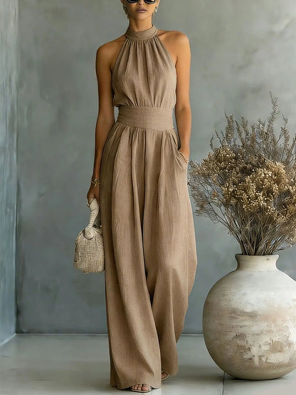 Elegant Halter Wide Leg Jumpsuit