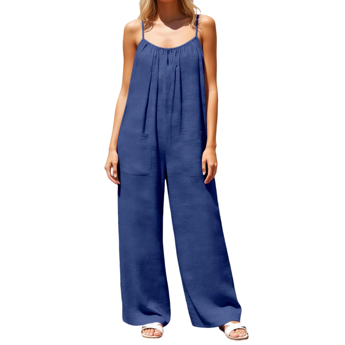 Flowy Backless Wide Leg Spaghetti Strap Jumpsuit
