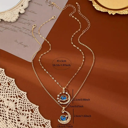 Celestial Zircon Moon Necklace
