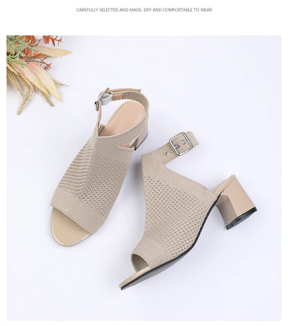 Chic Knit Peep Toe Sandals