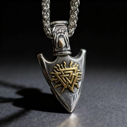 Viking Arrowhead Compass Pendant Necklace