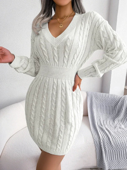 Chic V-Neck Sweater Dress