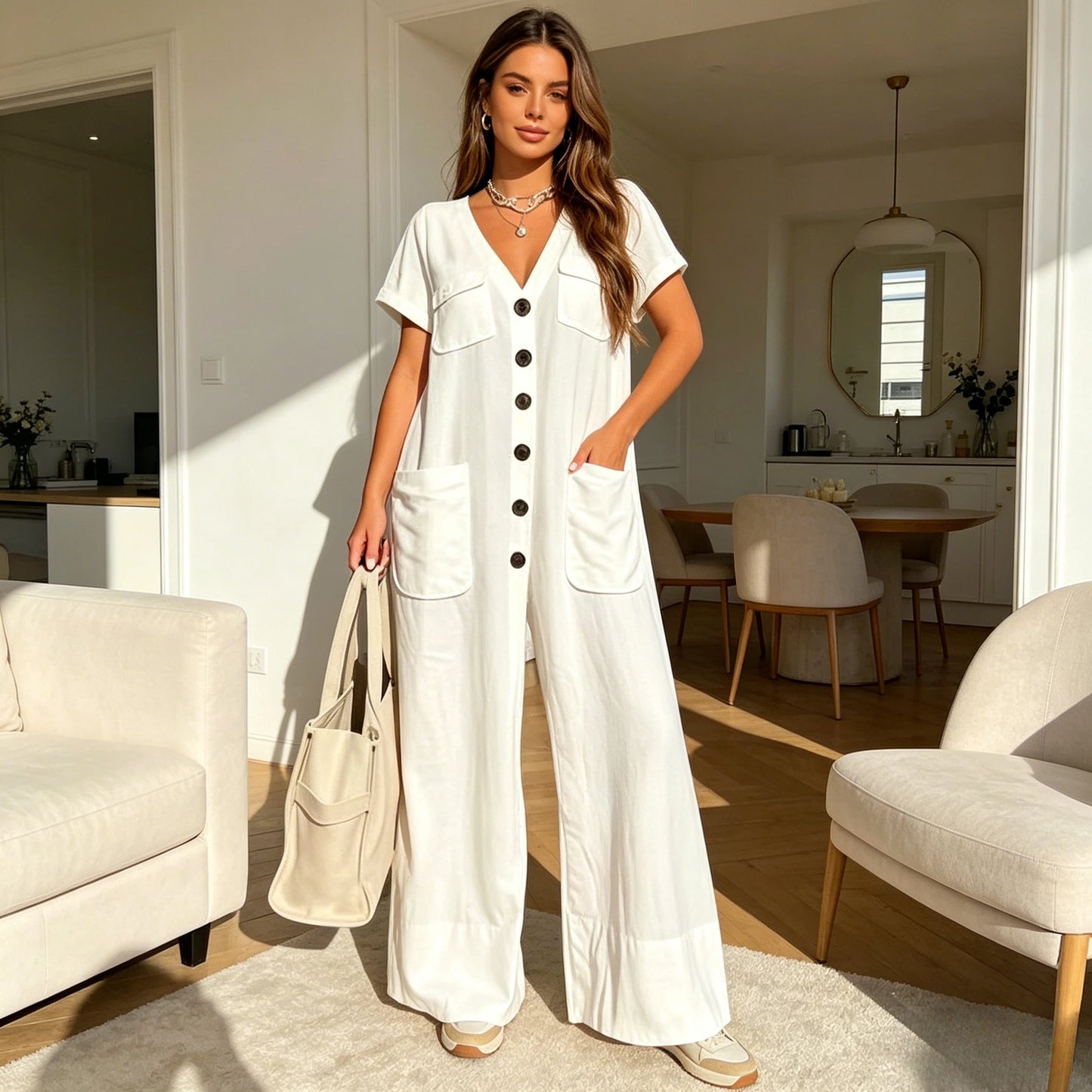 Effortless Wide-Leg Utility Jumpsuit