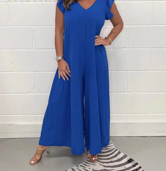 Elegant V-Neck Ruffle Jumpsuit