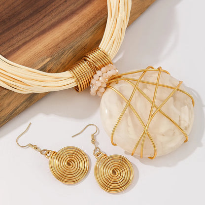 Hand-Woven Resin & Aluminum Statement Set