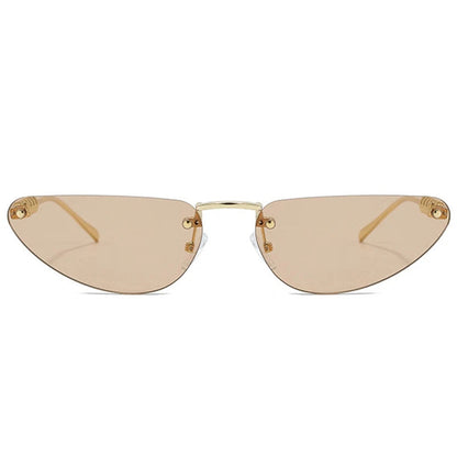 Gold cat-eye sunglasses with 'WARBLADE' branding on a white background