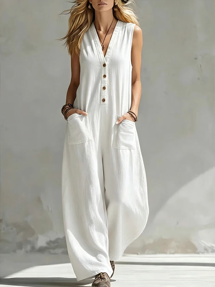 Effortless Wide Leg Sleeveless Jumpsuit