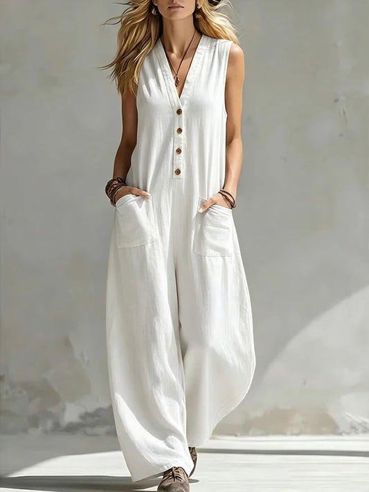 Effortless Wide Leg Sleeveless Jumpsuit