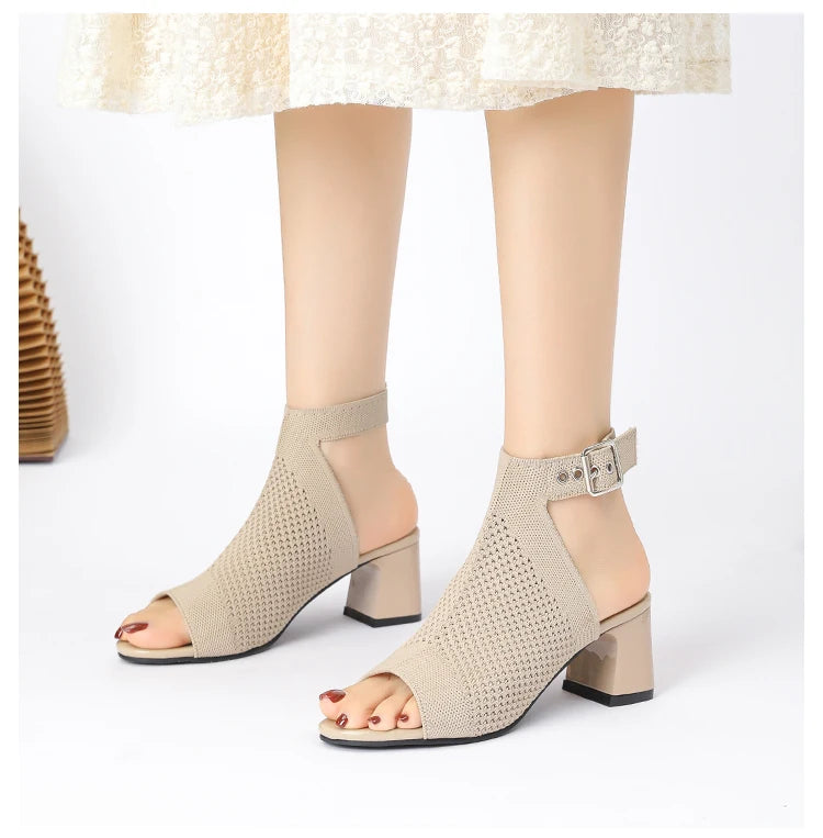 Chic Knit Peep Toe Sandals