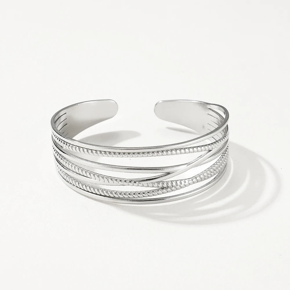 Multilayer Hollow Open Cuff Bracelet