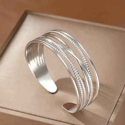 Multilayer Hollow Open Cuff Bracelet