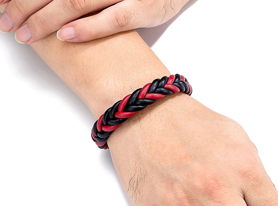 Braided Leather Cuff Bracelet for Men