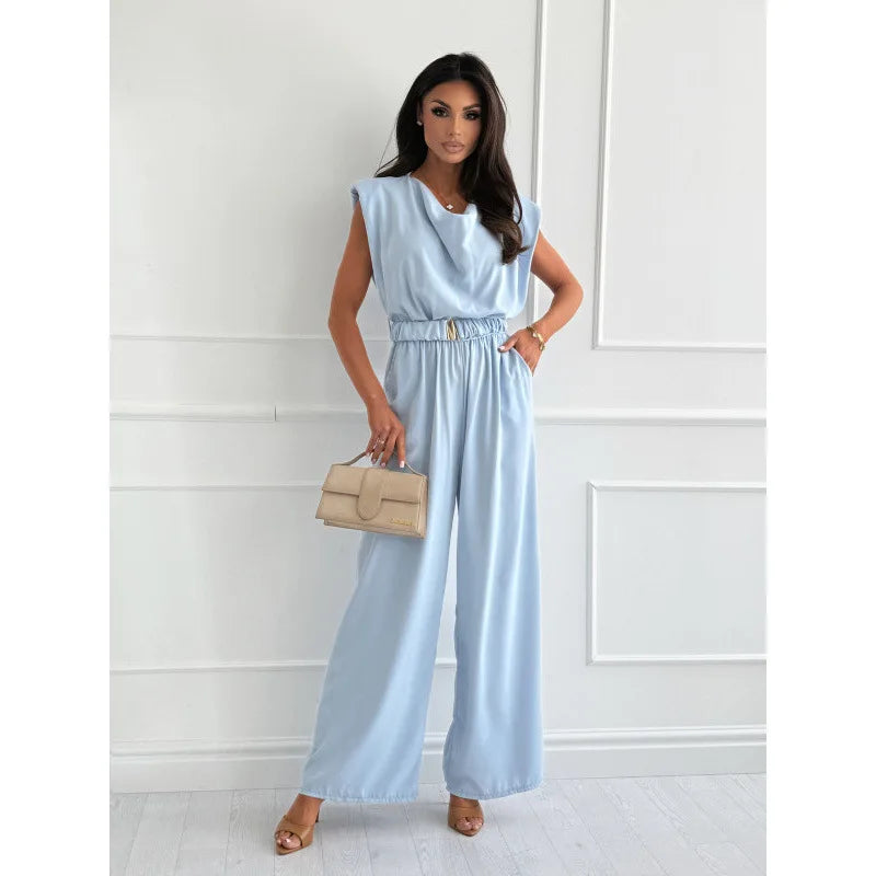 Sophia Elegant Wide Leg Jumpsuit with Belt