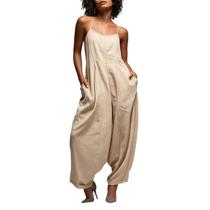 Elegant Spaghetti Strap Wide Leg Jumpsuit