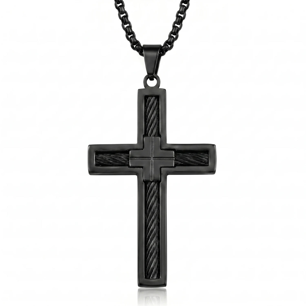 Urban Steel Wire Cross Pendant Necklace