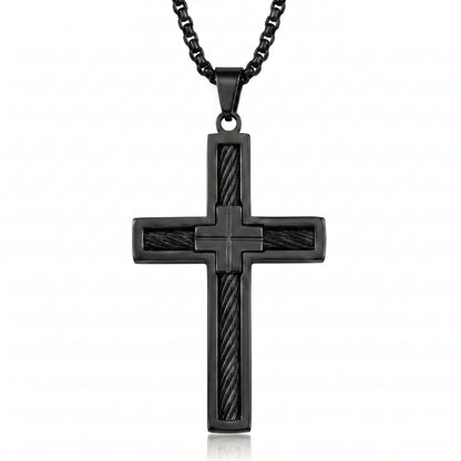 Urban Steel Wire Cross Pendant Necklace