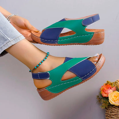 Casual Style Colorblock Wedge Sandals