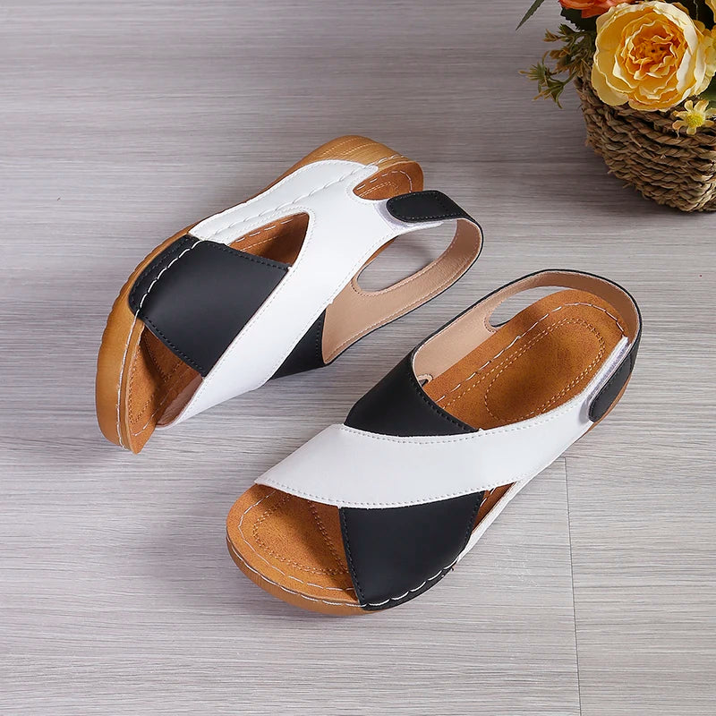 Casual Style Colorblock Wedge Sandals