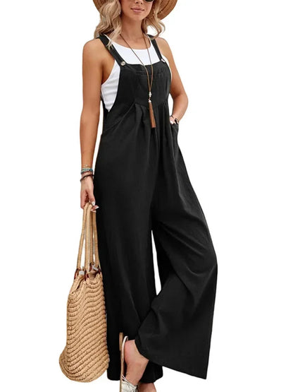 Wide Leg Loose Suspender Jumpsuit