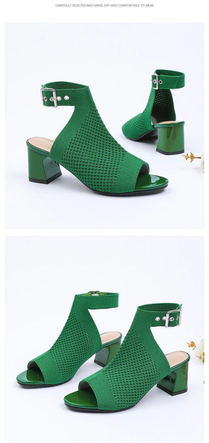 Chic Knit Peep Toe Sandals