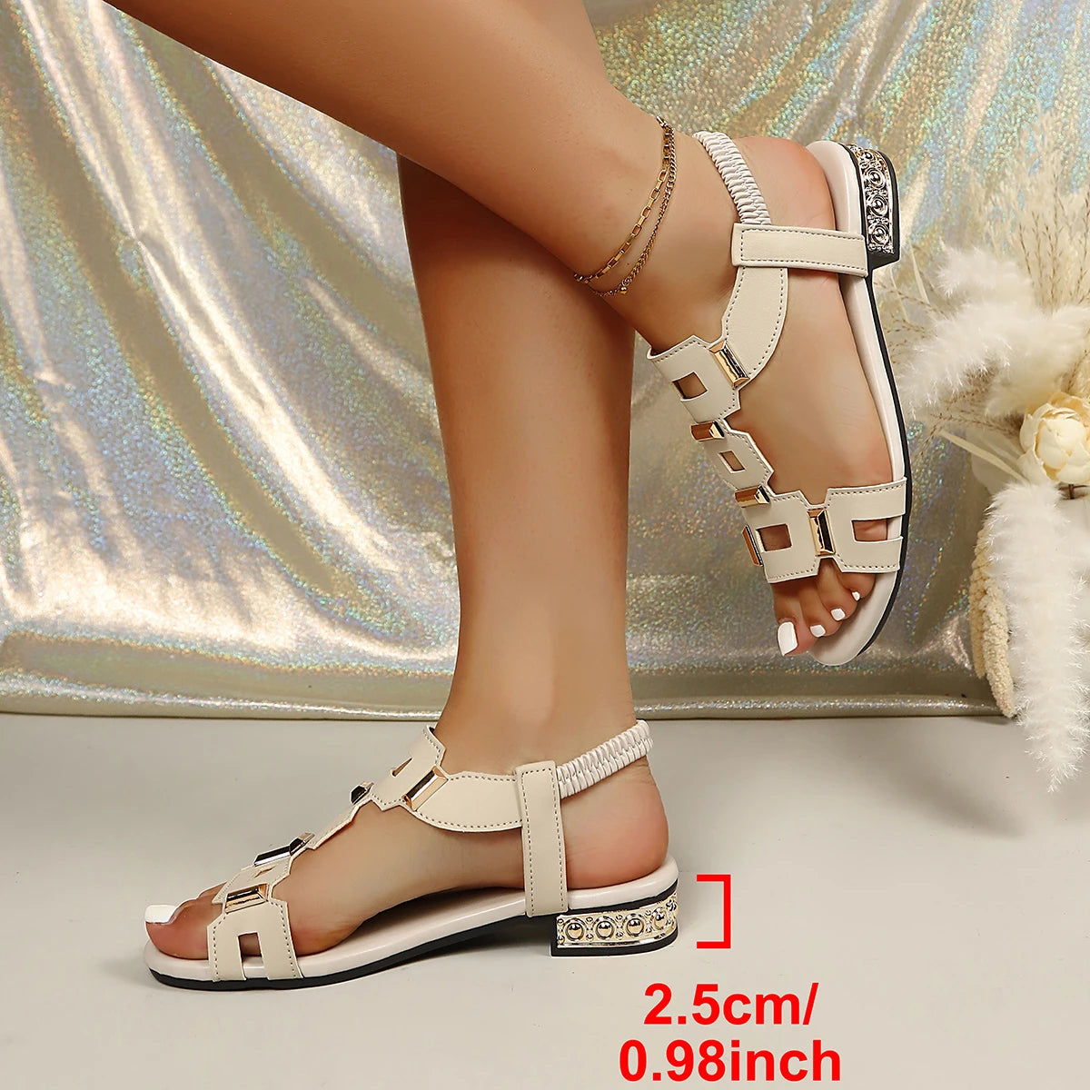 Gilded Link Gladiator Flat Sandal