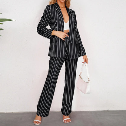 Trendy Striped Two-Piece Suit