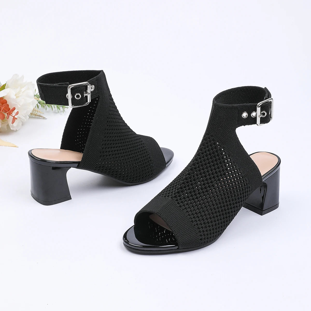 Chic Knit Peep Toe Sandals