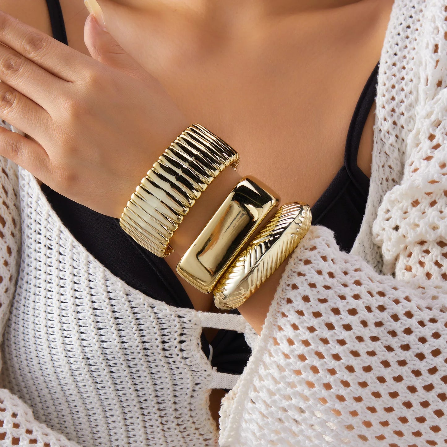 Chunky Gold Statement Cuff Bracelet