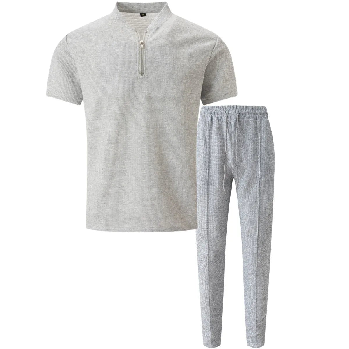 Men's Waffle Knit Polo and Trousers Set