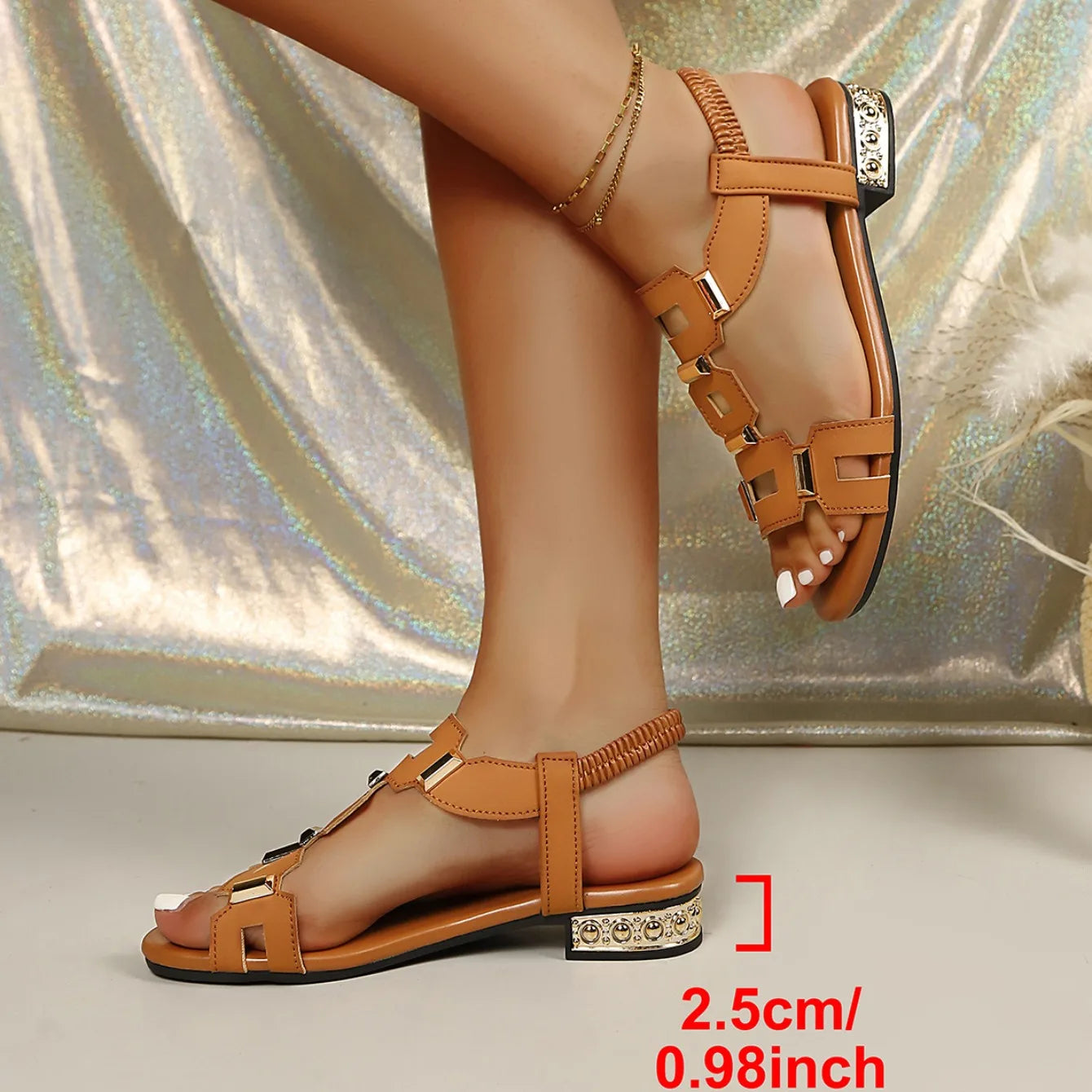 Gilded Link Gladiator Flat Sandal