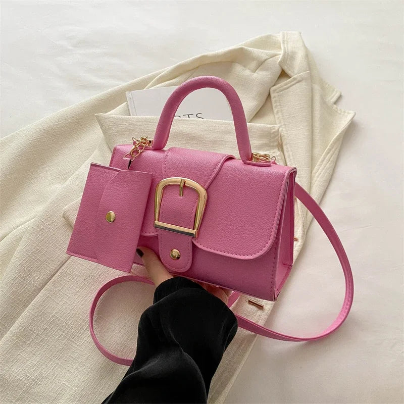 Structured Buckle Top-Handle Mini Bag