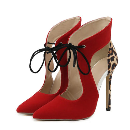 Classy Red Lace-Up Heels
