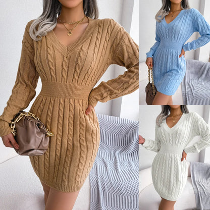 Chic V-Neck Sweater Dress