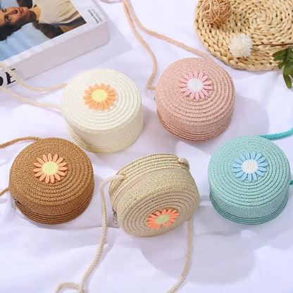 Handmade Round Rattan Crossbody Bag