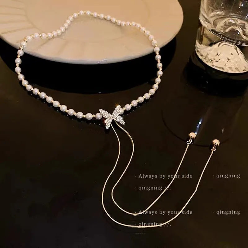 Elegant Beaded Pearl Necklace Women