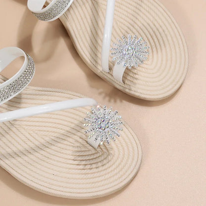Luxury Rhinestone Flat Sandals