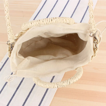 Handwoven Straw Half-Moon Bag